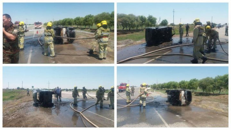 Изрображение 'Горящие на дорогах "Дамас" и грузовик попали на видео'