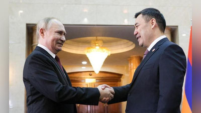 'Sadir Japarov 9 may kuni o`tkaziladigan paradda Putinni yonida turish uchun Moskvaga keldi'ning rasmi