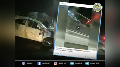 Изрображение 'ДТП в Ташкенте: водитель снес столб и решетку ограждения (видео)'