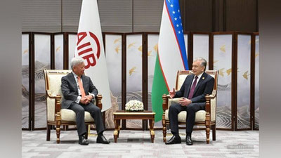 Изрображение 'Президент принял в Сиане главу Азиатского банка инфраструктурных инвестиций'