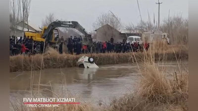 Изрображение 'Спасатели в Бухаре смогли вытащить упавший в канал "Кобальт" (видео)'