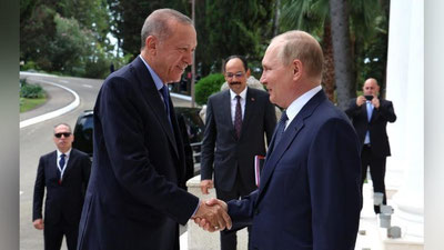 'Erdo`g`on Putin bilan O`zbekistondagi uchrashuvida unga yana Zelenskiy bilan muzokara o`tkazishni taklif qilmoqchi'ning rasmi