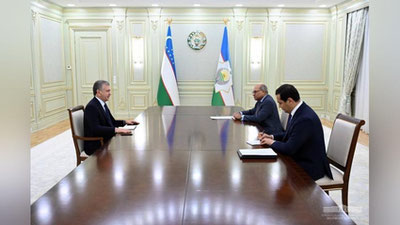 'Shavkat Mirziyoev Suma Chakrabartini qabul qildi'ning rasmi