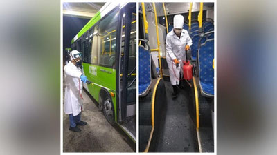 'Toshkentdagi avtobuslar dezinfeksiya qilinmoqda'ning rasmi