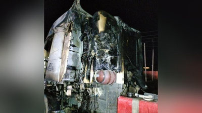 Изрображение 'В Яккабагском районе Кашкадарьи горел грузовик (видео)'