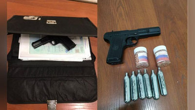 Изрображение 'Служебная собака обнаружила перевозимые через границу пистолет и пули'