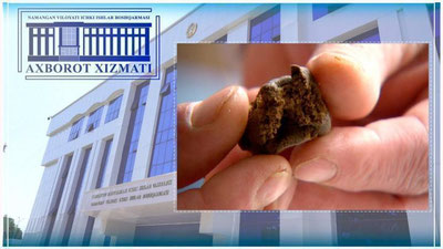 'Namanganda 360.000 so`mga «gashish» sotayotgan shaxs ushlandi'ning rasmi