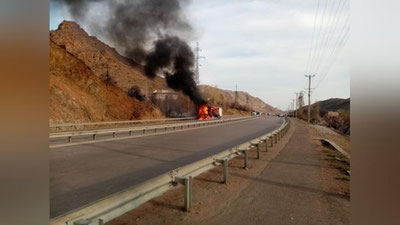 '“Qamchiq” dovonida yuk mashinasi yonib ketdi'ning rasmi