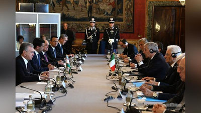 'Shavkat Mirziyoev Italiya Prezidenti Serjo Mattarellani mamlakatimizga rasmiy tashrif bilan kelishga taklif etdi'ning rasmi