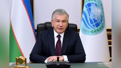 'Shavkat Mirziyoev Eronning ShHTga a`zo bo`lgani bilan Prezidenti Ibrohim Raisiyni tabrikladi'ning rasmi