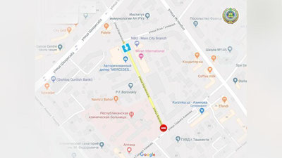 Изрображение 'В Ташкенте одна из улиц стала односторонней ради безопасности учащихся школы №110'