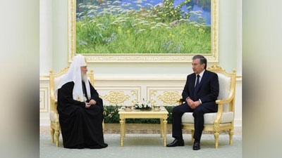 '​O`ZBEKISTON PREZIDENTI MOSKVA VA BUTUN RUS PATRIARXINI QABUL QILDI'ning rasmi