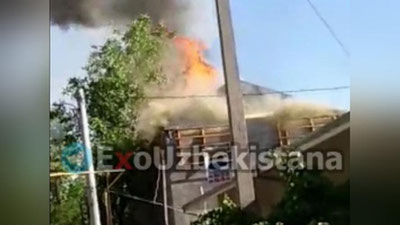 Изрображение 'Пожар в строящемся доме в Ташкенте попал на видео'