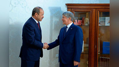 'ЎЗБЕКИСТОН БОШ ВАЗИРИ ҚИРҒИЗИСТОН ПРЕЗИДЕНТИ БИЛАН УЧРАШДИ'ning rasmi