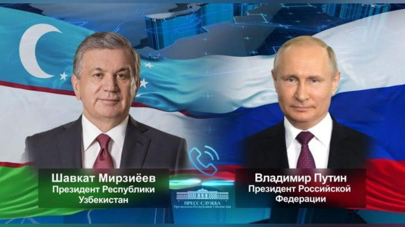 Изрображение 'Шавкат Мирзиёев и Владимир Путин обсудили подготовку к саммиту СНГ'