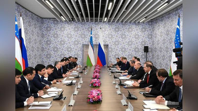 Изрображение 'В Москве прошли переговоры главы Узбекистана и председателя правительства России (видео)'