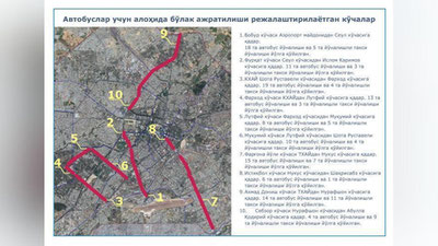 Изрображение 'На 10-ти ташкентских улицах появятся отдельные полосы для движения автобусов (список)'