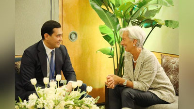 Изрображение 'Глава Мининвестиций Сардор Умурзаков провел встречу с Председателем ЕЦБ Кристин Лагард'