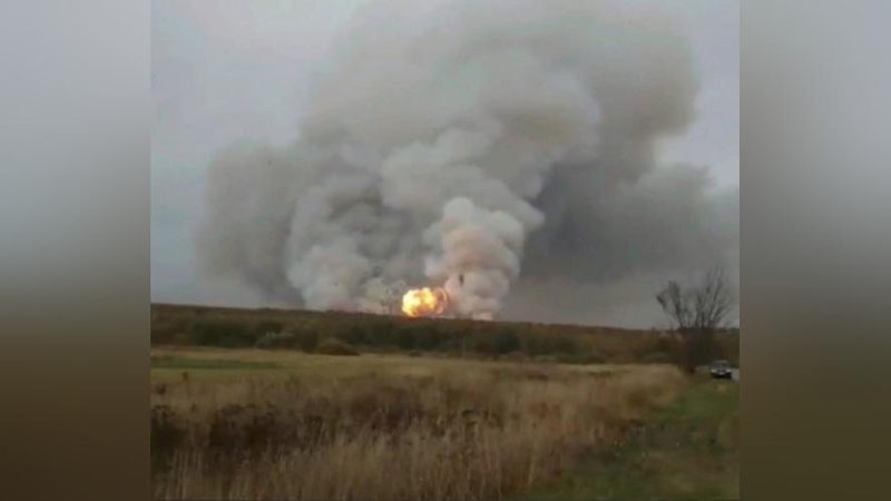 Изрображение 'На военном складе под Рязанью взрываются боеприпасы (видео)'