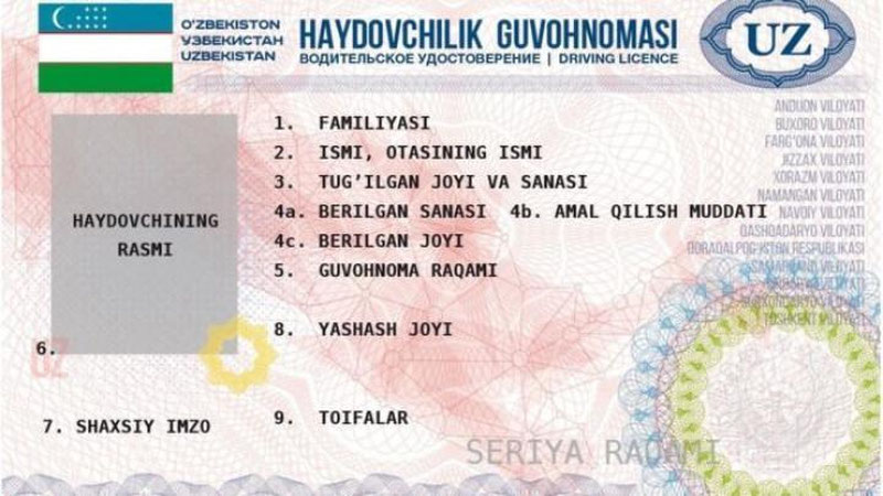 '​YaNGI NAMUNADAGI HAYDOVChILIK GUVOHNOMASI UChUN TO`LOV STAVKALARI BELGILANDI'ning rasmi