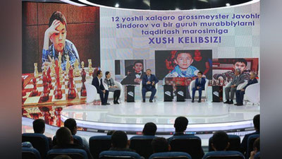 'O`zbekiston yoshlar ittifoqi 12 yoshli xalqaro grossmeysterni va bir guruh shaxmat murabbiylarini munosib taqdirladi'ning rasmi