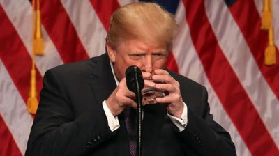 Изрображение 'СТРАННАЯ МАНЕРА ТРАМПА ПИТЬ ВОДУ ОЗАДАЧИЛА ИНТЕРНЕТ'