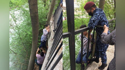 Изрображение 'В Ташкенте сотрудники Нацгвардии помогли тонущей в канале женщине'