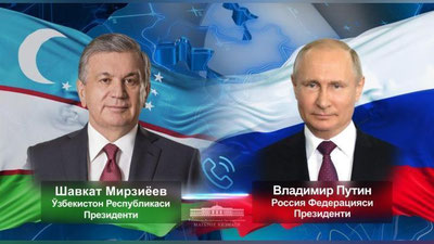 Изрображение 'Шавкат Мирзиёев поздравил Владимира Путина с 68-летием'
