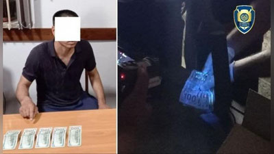 'Qo`qonda fuqaroning transport vositasini jarima maydonchasidan chiqarib bermoqchi bo`lgan “Shavvoz” ushlandi'ning rasmi