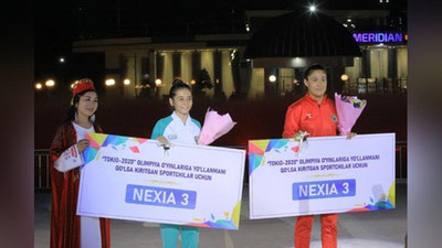 'Namangan hokimi olimpiada yo`llanmasini qo`lga kiritgan ikki sportchi qizga «Nexia 3» sovg`a qildi'ning rasmi