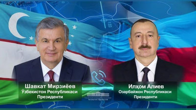Изрображение 'Главы Узбекистана и Азербайджана обменялись поздравлениями'