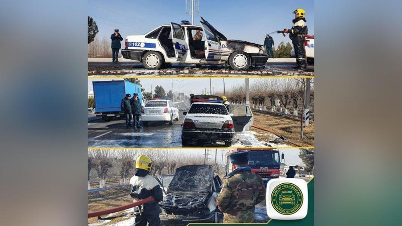 Изрображение 'Служебный автомобиль ДПС сгорел в Наманганской области'