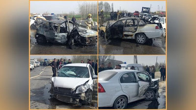 Изрображение 'В Самаркандской области в ДТП сгорел автомобиль (видео)'