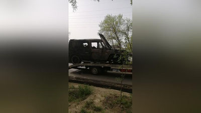 Изрображение 'В Ташкенте на дороге сгорел Mercedes-Benz Gelendwagen (видео)'