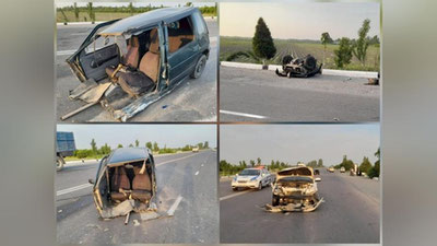 Изрображение 'В результате ДТП в Шахрихане автомобиль "Тико" разорвало пополам'