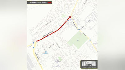 Изрображение 'В Сергели одна из улиц закрыта для движения в связи со строительством метро'