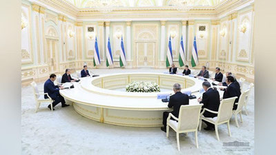 'Президент ШҲТга аъзо давлатлар делегацияларининг раҳбарларини қабул қилди'ning rasmi