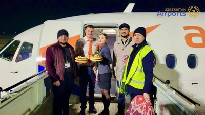 Изрображение 'Самолет российской авиакомпании «Азимут» приземлился в Бухаре'