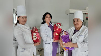 'Sirdaryoda uch egizak dunyoga keldi'ning rasmi