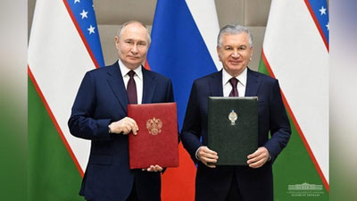 'Shavkat Mirziyoev va Vladimir Putin qo`shma bayonot imzoladi'ning rasmi