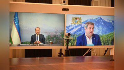 Изрображение 'Премьер-министры Узбекистана и Баварии провели встречу в формате онлайн'