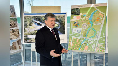 'Шавкат Мирзиёев барпо этилаётган “Наврўз” маданият ва истироҳат боғи лойиҳалари билан танишди'ning rasmi