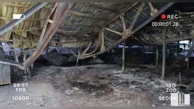 Изрображение 'Пресс-служба Учтепинского хокимията показала последствия пожара в торговом комплексе (видео)'