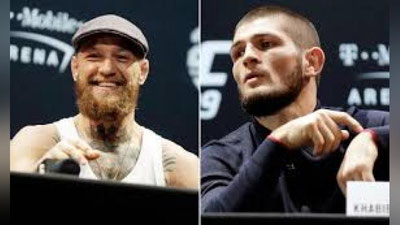 'Habib Nurmagomedov va irlandiyalik Konor Makgregor ishtirokidagi matbuot anjumani bo`lib o`tdi'ning rasmi