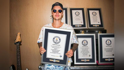 '8 marta Ginness rekordini o`rnatgan Jastin Biber'ning rasmi