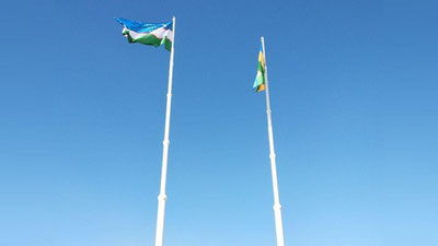 Изрображение 'В НУКУСЕ НА ВЫСОТУ 55 МЕТРОВ ПОДНЯЛИ ФЛАГИ УЗБЕКИСТАНА И КАРАКАЛПАКСТАНА (ФОТО)'