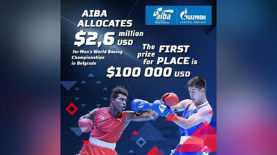 'Boks bo`yicha jahon chempionati g`oliblariga 100 ming dollar mukofot puli beriladi'ning rasmi