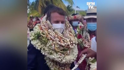 Изрображение 'Видео визита Эммануэля Макрона во Французскую Полинезию стал вирусным'