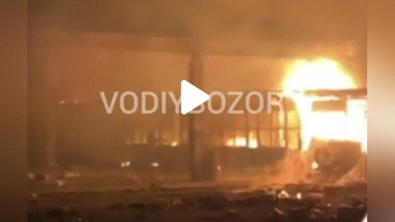 Изрображение 'В Шахрихане горел рынок (видео)'