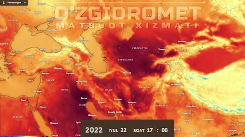 Изрображение 'В Узгидромете показали, как нагревается территория Узбекистана в последние пять дней (видео)'